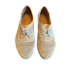 Robert Clergerie Lisa Derbies Natural Raffia Retail $445 Sz 10.5 Repaired #S50-5